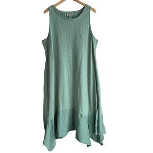 LOGO by Lori Goldstein Cotton Handkerchief Midi Dress 2X Sage Green